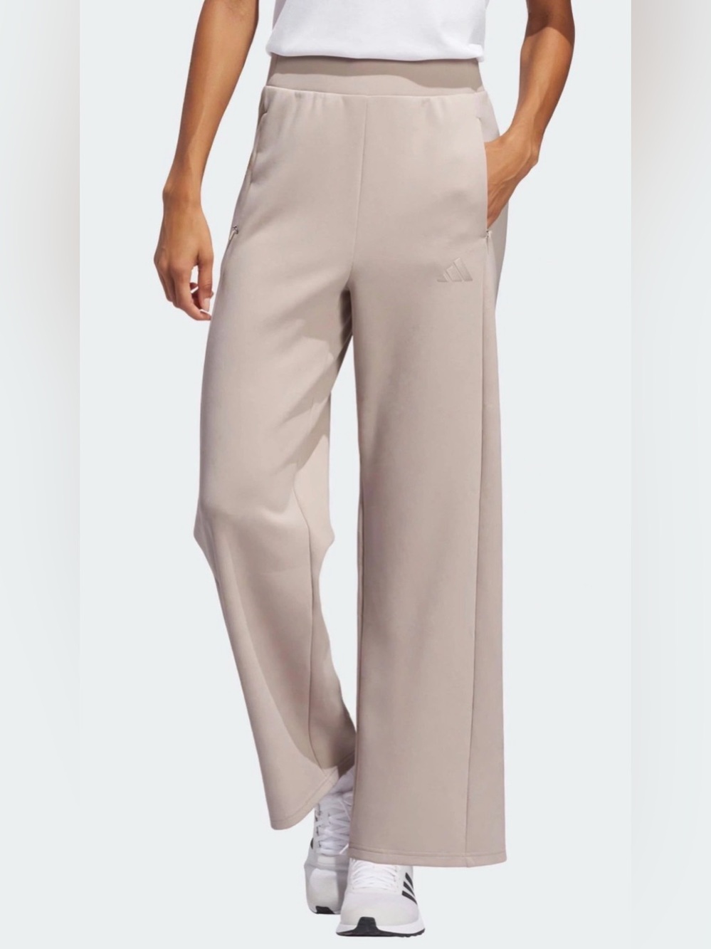 adidas Wide Leg Pants in Light Taupe